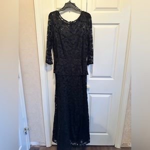 Black lace evening gown